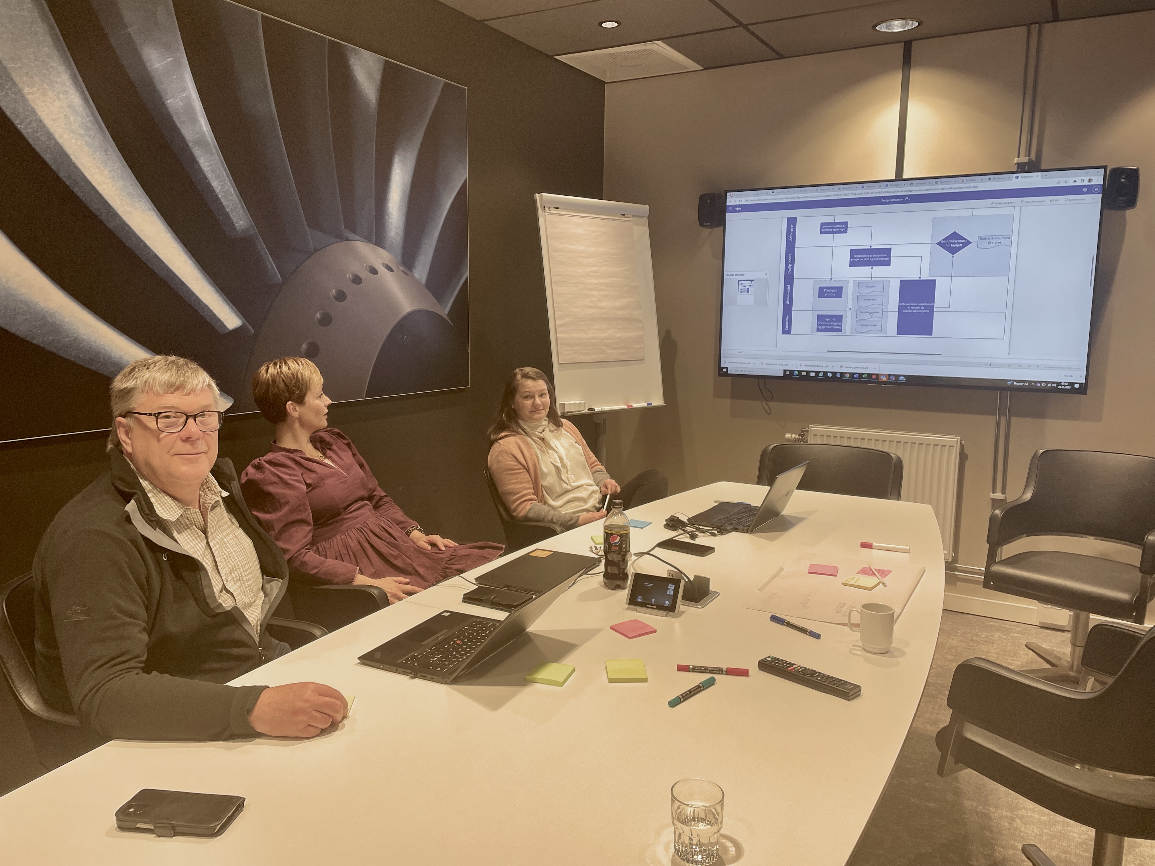 Ina Terese Henriksen fra Hammerfest Energiviser frem prosesskartlegging for budsjettprosessen.